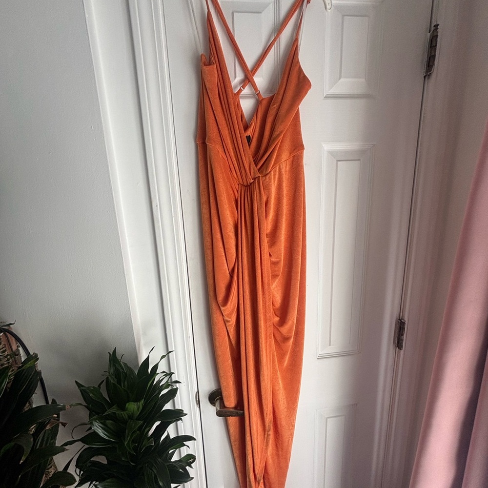 Lulus Orange Dress terry cloth with adjustable straps